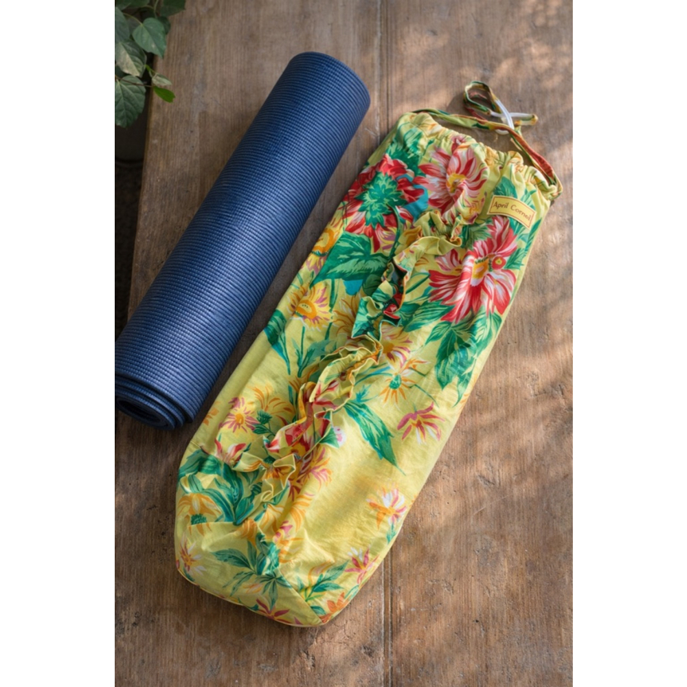 April Cornell Floral Yoga Mat Bag Yellow Cotton